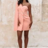 BRINLEY One Shoulder Cape Blazer Mini Dress In Coral -Wedding Guest Dresses Sales 28 945fd96b 0764 4605 a59c 3b7364ab8f8c