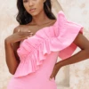 ALICIA Statement Ruffle Midi Dress In Bubblegum Pink 1 ALICIA Statement Ruffle Midi Dress In Bubblegum Pink -Wedding Guest Dresses Sales 34c