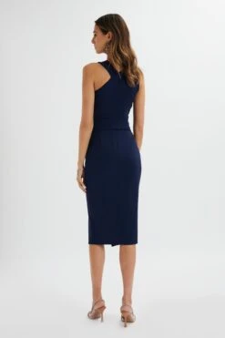 BRIELLE Obi Belted Halterneck Midi Dress In Navy 9 BRIELLE Obi Belted Halterneck Midi Dress In Navy -Wedding Guest Dresses Sales LA 152DS21C NVY 5531
