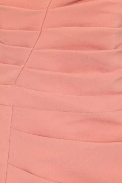 HAILEY Pleated Bardot Midi Dress In Coral -Wedding Guest Dresses Sales LA 183DS04A ORN 4