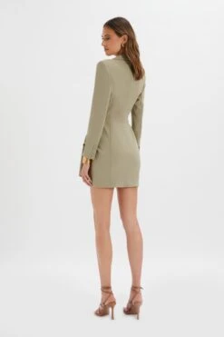 LUCY Wrap Blazer Mini Dress In Sage Green -Wedding Guest Dresses Sales LA 183DS07A GRN 5593