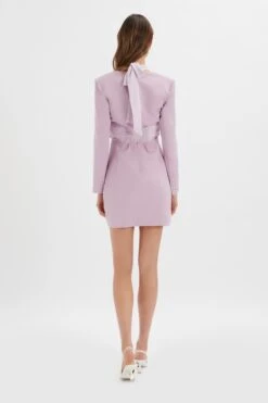 MIA Satin Mix Halterneck Blazer Dress In Lilac -Wedding Guest Dresses Sales LA 222DS09 PUR 6964