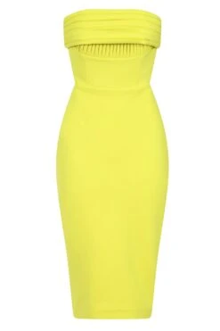 NYLAH Ponte Pleated Bandeau Midi Dress In Lime 11 NYLAH Ponte Pleated Bandeau Midi Dress In Lime -Wedding Guest Dresses Sales LA 222DS15 YLL 1