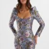 LENNON Jaquard Corset Wrap Mini Dress In Blue Purple 1 LENNON Jaquard Corset Wrap Mini Dress In Blue Purple -Wedding Guest Dresses Sales LA 231DS04B PBL 7353