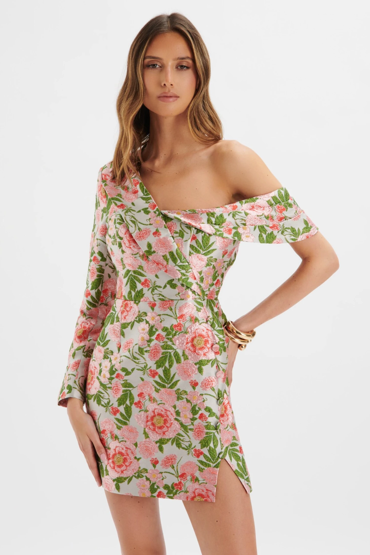 PRESLEY One Shoulder Blazer Mini Dress In Jacquard 3 PRESLEY One Shoulder Blazer Mini Dress In Jacquard