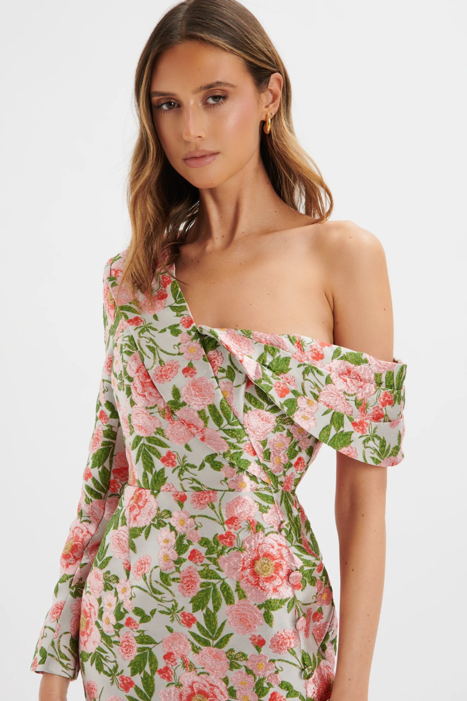 PRESLEY One Shoulder Blazer Mini Dress In Jacquard 5 PRESLEY One Shoulder Blazer Mini Dress In Jacquard - Image 3