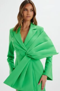 ROSALIE Bow Detail Mini Blazer Dress In Green 8 ROSALIE Bow Detail Mini Blazer Dress In Green -Wedding Guest Dresses Sales LA 242DS08 GRN 6815