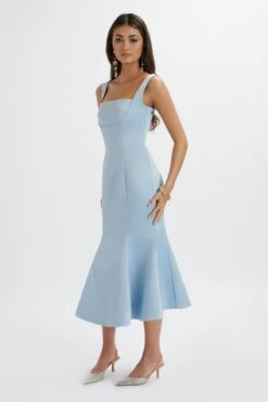 LAINEY Structured Satin Midi Slip Dress In Cornflower Blue 9 LAINEY Structured Satin Midi Slip Dress In Cornflower Blue -Wedding Guest Dresses Sales LA 251DS31 BLU 4679