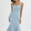 LAINEY Structured Satin Midi Slip Dress In Cornflower Blue -Wedding Guest Dresses Sales LA 251DS31 BLU 4716