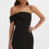 BRIE Bardot Knot Twisted One Shoulder Midi Dress In Black -Wedding Guest Dresses Sales LA 261DS18 BLK 4623
