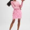 SELENE Embellished Feather Mini Dress In Pink -Wedding Guest Dresses Sales LA 262DS16 PNK 2091