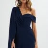 AIZA Asymmetric Cape Mini Dress In Navy 1 AIZA Asymmetric Cape Mini Dress In Navy -Wedding Guest Dresses Sales LA 271DS06 NVY 5134