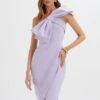 CAMERON One Shoulder Statement Bow Midi Dress In Lilac 2 CAMERON One Shoulder Statement Bow Midi Dress In Lilac -Wedding Guest Dresses Sales LA 271DS12 PUR 0043