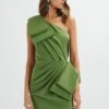LANA Oversized Statement Bow Mini Dress In Green -Wedding Guest Dresses Sales LA 272DS01 GRN 4471