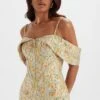 AMIA Bardot Sleeve Midi Dress In Floral Jacquard -Wedding Guest Dresses Sales LA 272DS19 PBE 1362