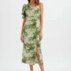 NAKIA Asymmetric Puff Sleeve Midi Dress In Botanical Print -Wedding Guest Dresses Sales LA 272DS40 PGR 0264