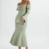 SIA Ponte Pleated Cowl Longline Midi Dress In Sage Green 2 SIA Ponte Pleated Cowl Longline Midi Dress In Sage Green -Wedding Guest Dresses Sales LA 272DS42 GRN 6604