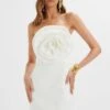 BRYANNA 3D Flower Bandeau Satin Mini Dress In White 1 BRYANNA 3D Flower Bandeau Satin Mini Dress In White -Wedding Guest Dresses Sales LA 272DS70 WHT 0939