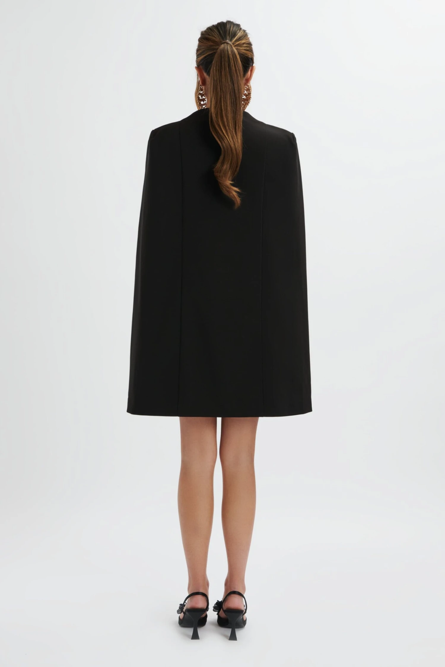 TIFFANY Belted Cape Blazer Mini Dress In Black 6 TIFFANY Belted Cape Blazer Mini Dress In Black - Image 4
