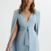 TIFFANY Belted Cape Blazer Mini Dress In Blue 1 TIFFANY Belted Cape Blazer Mini Dress In Blue -Wedding Guest Dresses Sales LA 272DS72 BLU 7254