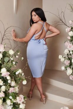 LILIANA Curve Cross Back Cowl Neck Midi Dress In Cornflower Blue -Wedding Guest Dresses Sales LA SPRING22 CAMPAIGN 114781 26e0af09 af71 4b81 a647 ee8bc2852e25