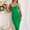 SOPHIE Origami Folded Ponte Midi Dress In Spring Green