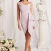 AALIYAH Cowl Neck One Shoulder Wrap Dress In Lavender -Wedding Guest Dresses Sales LA SPRING22 ECOM 111708