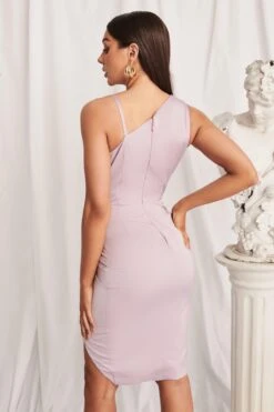AALIYAH Cowl Neck One Shoulder Wrap Dress In Lavender -Wedding Guest Dresses Sales LA SPRING22 ECOM 111732