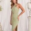 LYDIA Cross Neck Corset Midi Dress In Sage 1 LYDIA Cross Neck Corset Midi Dress In Sage -Wedding Guest Dresses Sales LA SPRING22 ECOM 112363