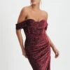 BLAKE Diamante Velvet Pleated Off Shoulder Midi Dress In Burgundy 2 BLAKE Diamante Velvet Pleated Off Shoulder Midi Dress In Burgundy -Wedding Guest Dresses Sales LA WINTER22 ECOM 15721