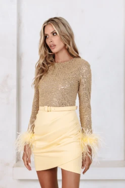 ANNIE Beaded Sequin Mini Dress In Yellow -Wedding Guest Dresses Sales annie2