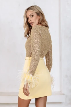 ANNIE Beaded Sequin Mini Dress In Yellow -Wedding Guest Dresses Sales annie3